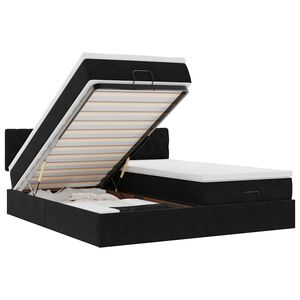 vidaXL Ottoman-Bett mit Matratzen Schwarz 160x200 cm Samt