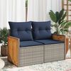 vidaXL Gartensofa mit Kissen 2-Sitzer Grau Poly Rattan