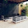 vidaXL 10-tlg. Garten-Lounge-Set mit Kissen Weiß Kiefer Massivholz