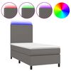 vidaXL Boxspringbett mit Matratze & LED Grau 90x190 cm Kunstleder