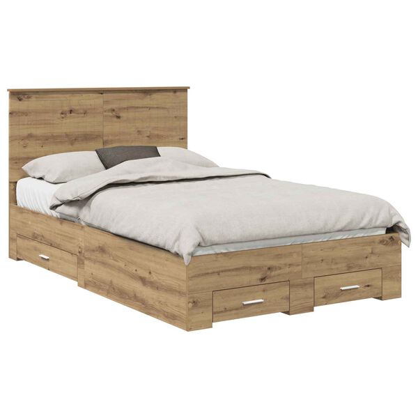 vidaXL Bettrahmen Artisan-Eiche 120 x 190 cm Holzwerkstoff