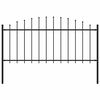 vidaXL Gartenzaun mit Speerspitzen Stahl (0,5 - 0,75) x 1,7 m Schwarz