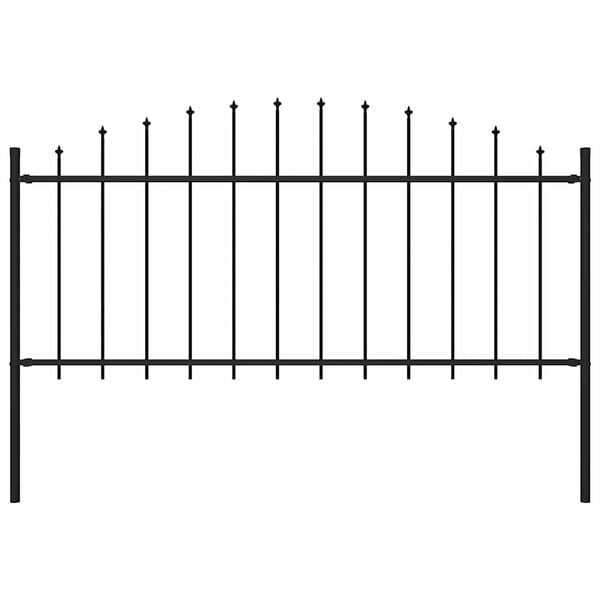 vidaXL Gartenzaun mit Speerspitzen Stahl (0,5 - 0,75) x 1,7 m Schwarz