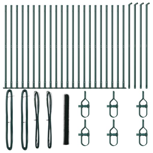 vidaXL Zaunpfosten Grün 50 x 1,6 m (36 mm Gitter) Stahl und PVC