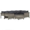 vidaXL 7-tlg. Garten-Lounge-Set mit Kissen Grau Poly Rattan