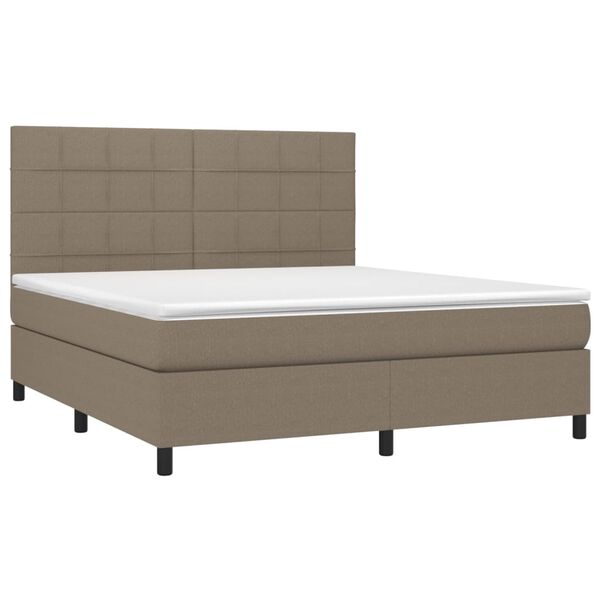 vidaXL Boxspringbett mit Matratze Taupe 160x200 cm Stoff