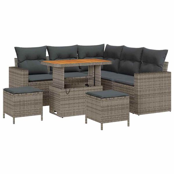 vidaXL Gartensofa-set 8 pcs Grau Poly-Rattan