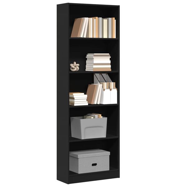 vidaXL B&uuml;cherregal Schwarz 60x24x176 cm Holzwerkstoff