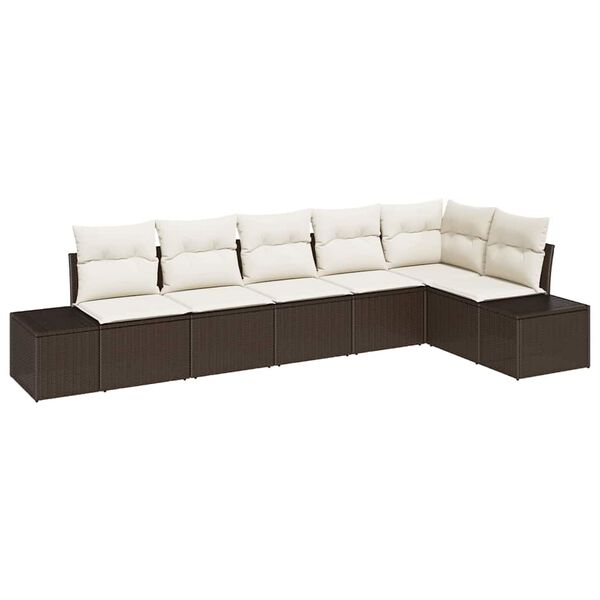 vidaXL Gartensofa-set mit Kissen 6 pcs Braun und Creme Poly-Rattan