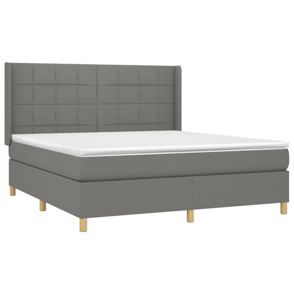 vidaXL Boxspringbett mit Matratze Dunkelgrau 160x200 cm Stoff