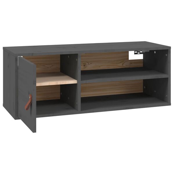 vidaXL Wandschrank Grau 80x30x30 cm Massivholz Kiefer