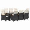 vidaXL Garten Essgruppe mit Kissen 9 pcs Schwarz Poly-Rattan