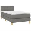 vidaXL Boxspringbett mit Matratze & LED Dunkelgrau 100x200 cm Stoff