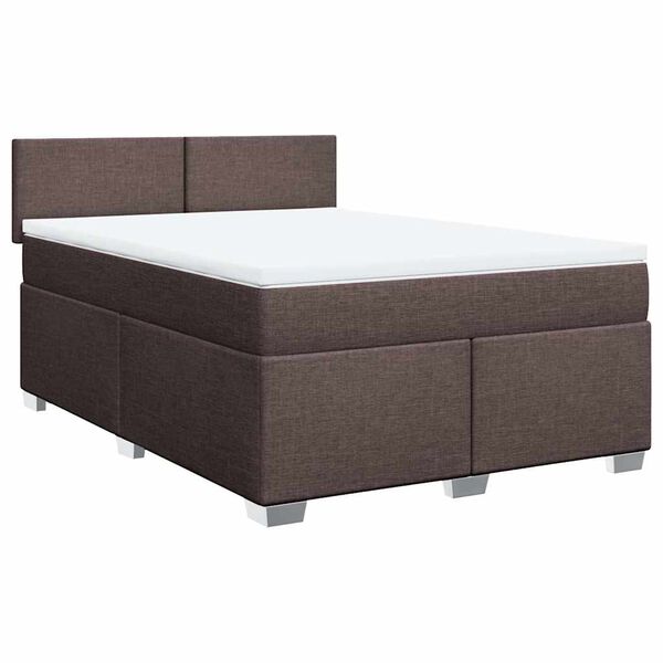 vidaXL Boxspringbett mit Matratze Dunkelbraun 140x190 cm Stoff