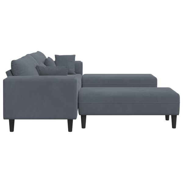 vidaXL Samt Sofa mit Kissen 3 pcs Dunkelgrau 208 cm Samt