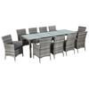vidaXL 11-tlg. Garten-Essgruppe mit Kissen Poly-Rattan Grau