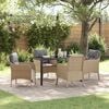 vidaXL Garten Essgruppe mit Kissen 5 pcs Beige Poly-Rattan
