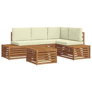 vidaXL Outdoor-Sofagarnitur mit Kissen Natur und Creme 59 x 59 x 37 cm