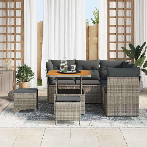 vidaXL Gartensofa-set 8 pcs Grau Poly-Rattan