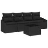 vidaXL Sofa Set mit Kissen mit Speicher 5 pcs Schwarz Poly-Rattan