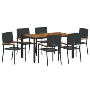 vidaXL Garten Essgruppe 7 stk. Schwarz Poly-Rattan