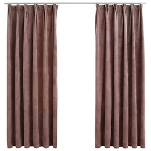 vidaXL Verdunkelungsvorh&auml;nge Haken 2 Stk. Samt Antik-Rosa 140x175cm