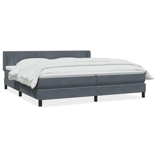 vidaXL Boxspringbett mit Matratze Dunkelgrau 180x210 cm Samt