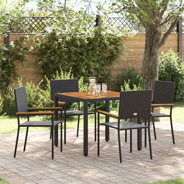 vidaXL Garten Essgruppe 5 pcs Schwarz Poly-Rattan