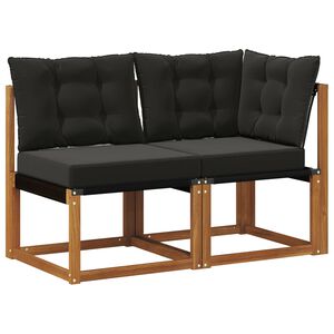 vidaXL Outdoor Mittel- und Ecksofa mit Kissen 2 St&uuml;ck Natur