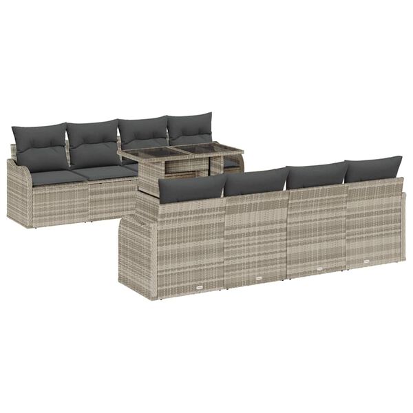 vidaXL Gartensofa-set mit Kissen 7 pcs Hellgrau Poly-Rattan