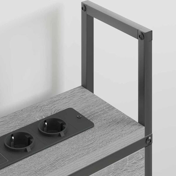 vidaXL Kopfteil mit Stauraum mit Ladestation Grau Sonoma 200 cm