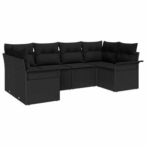vidaXL Garten-Sofa-Set mit Speicher 6 pcs Schwarz Poly Rattan