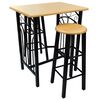 vidaXL Bartisch- und Hocker-Set 3-tlg. Holz und Stahl