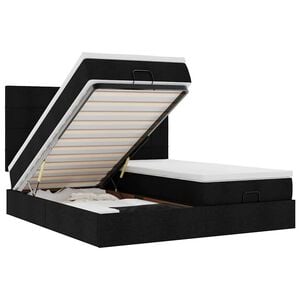 vidaXL Ottoman-Bett mit Matratzen & LEDs Schwarz 160x200 cm Stoff