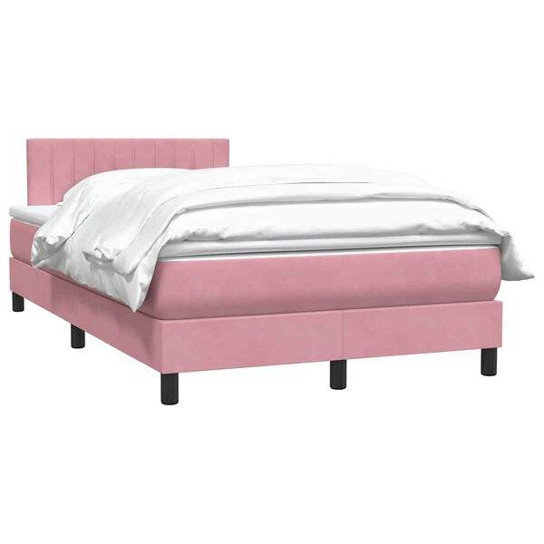 vidaXL Boxspringbett mit Matratze Rosa 120x220 cm Samt