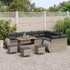 vidaXL Gartensofa-set mit Kissen mit Speicher 13 pcs Grau Poly Rattan