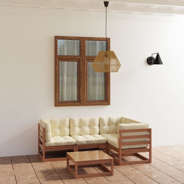 vidaXL 5-tlg. Garten-Lounge-Set mit Kissen Kiefer Massivholz