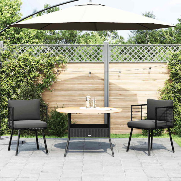 vidaXL Gartenst&uuml;hle 2 Stk. mit Kissen Schwarz Poly Rattan