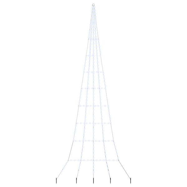 vidaXL LED Weihnachtsbaum mit Erdspießen Kaltweiß 500 cm Metall