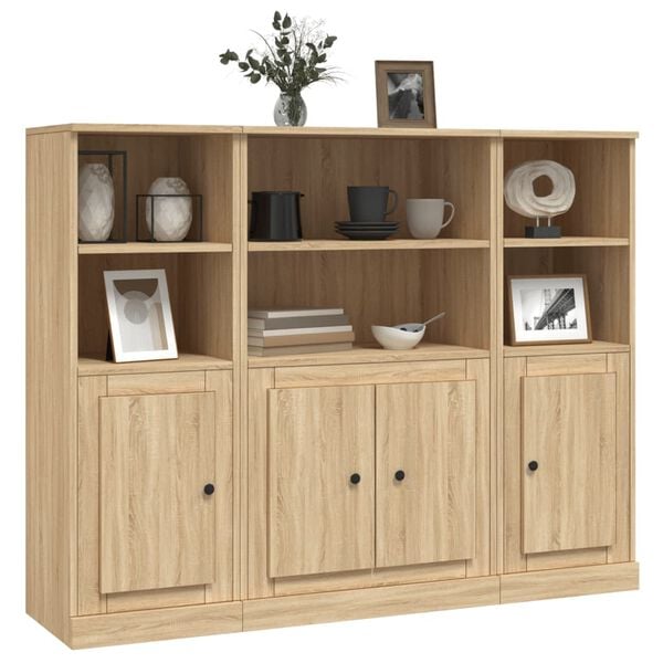 vidaXL Highboards 3 Stk. Sonoma-Eiche Holzwerkstoff