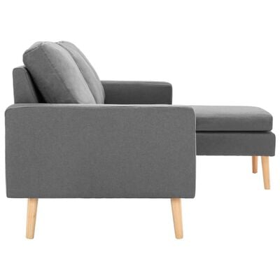 vidaXL 3-Sitzer-Sofa mit Hocker Hellgrau Stoff