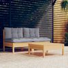 vidaXL 3-tlg. Garten-Lounge-Set mit Grauen Kissen Kiefernholz