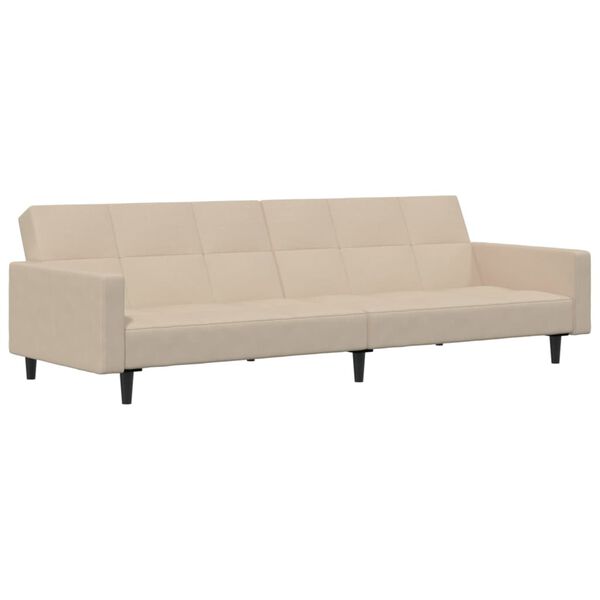 vidaXL Schlafsofa 2-Sitzer mit Hocker Creme Mikrofasergewebe