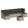vidaXL 8-tlg. Garten-Sofagarnitur mit Kissen Hellgrau Poly Rattan