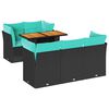 vidaXL 6-tlg. Garten-Sofagarnitur mit Kissen Schwarz Poly Rattan