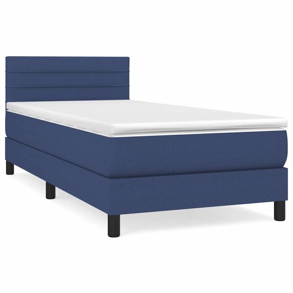 vidaXL Boxspringbett mit Matratze Blau 90x190 cm Stoff