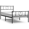 vidaXL Bettgestell mit Kopf- und Fu&szlig;teil Metall Schwarz 90x190 cm