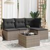 vidaXL 5-tlg. Garten-Sofagarnitur mit Kissen Grau Poly Rattan