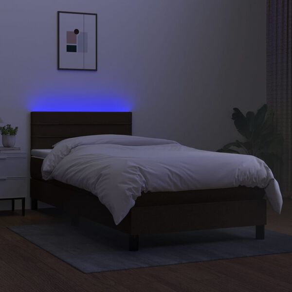 vidaXL Boxspringbett mit Matratze & LED Schwarz 90x190 cm Stoff