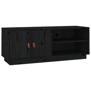 vidaXL TV-Schrank Schwarz 105x34x40 cm Massivholz Kiefer